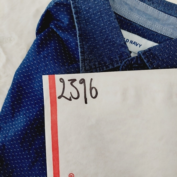 NEW Old Navy Men's Slim Short Sleeve Blue 100% Cotton Button Down Shirt P2396 - Picture 9 of 9